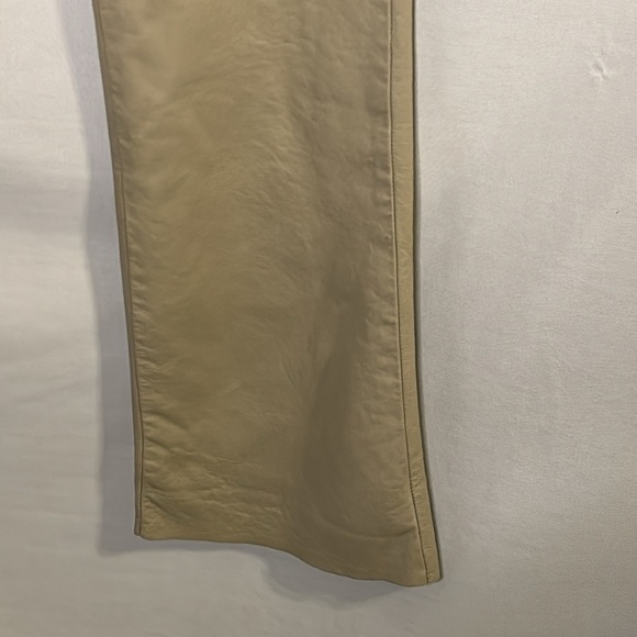 Vintage Margaret Godfrey Neutral Beige Leather Pants Size 10 - Picture 2 of 6